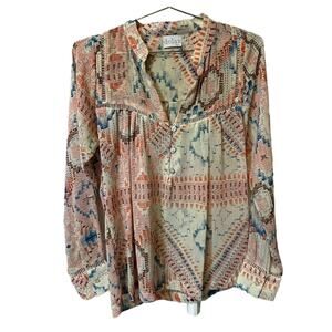 Anthro Dolan Womens ivory multicolor semi sheer pattern Size Small